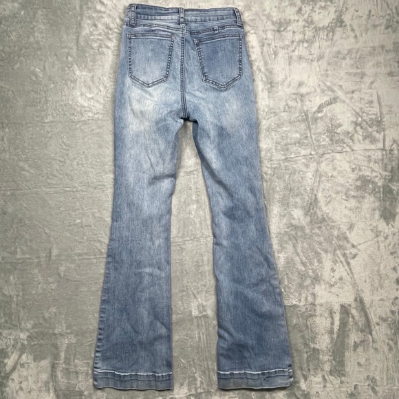 SHEIN Flare Jeans Womens Size 2 XS Light Blue High Rise Front Seam Stretch Denim - Picture 13 of 13